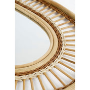 Oval wall mirror - L59 x B40 x H3 cm - rattan - light brown