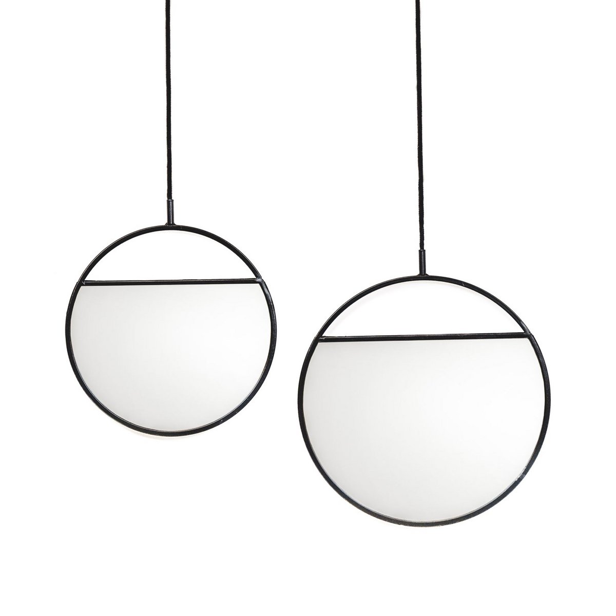 Miroir - Miroir mural rond - Métal - Noir - S2- 25x90 et 30x100