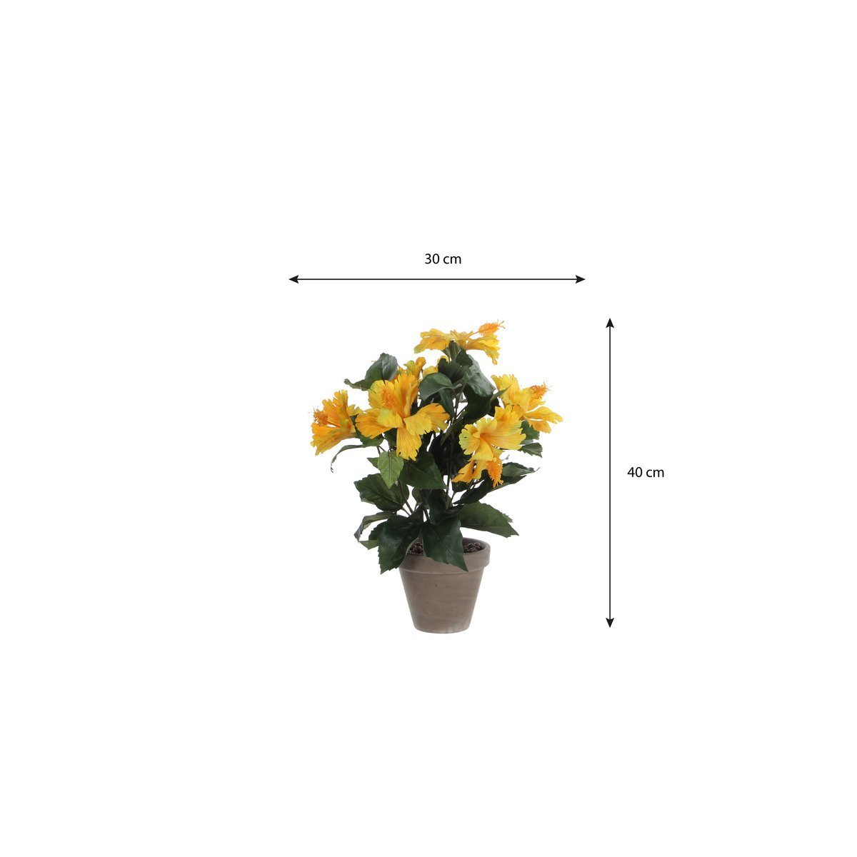 Hibiscus artificiel en pot Stan - H 40 x Ø 30 cm - Jaune
