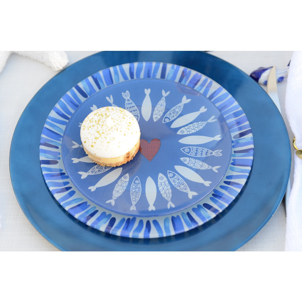 Set of 6 dark blue color plates 