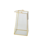 Glass Lantern with Handle and Gold Trim