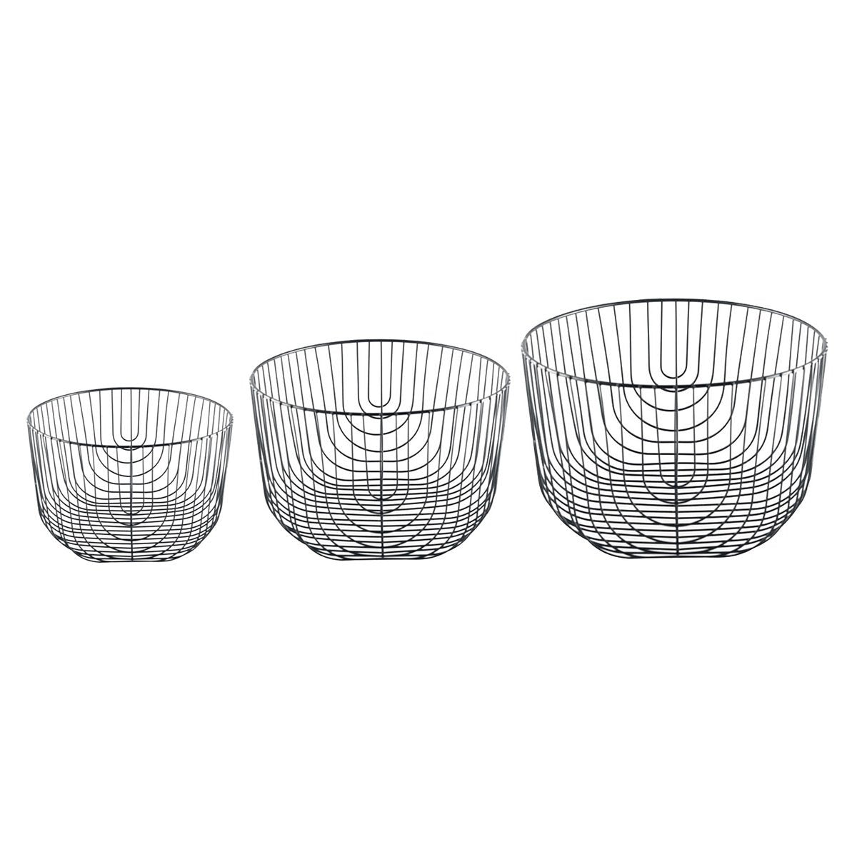 Zwarte ijzeren fruitmanden - set van 3