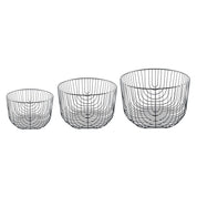 Zwarte ijzeren fruitmanden - set van 3