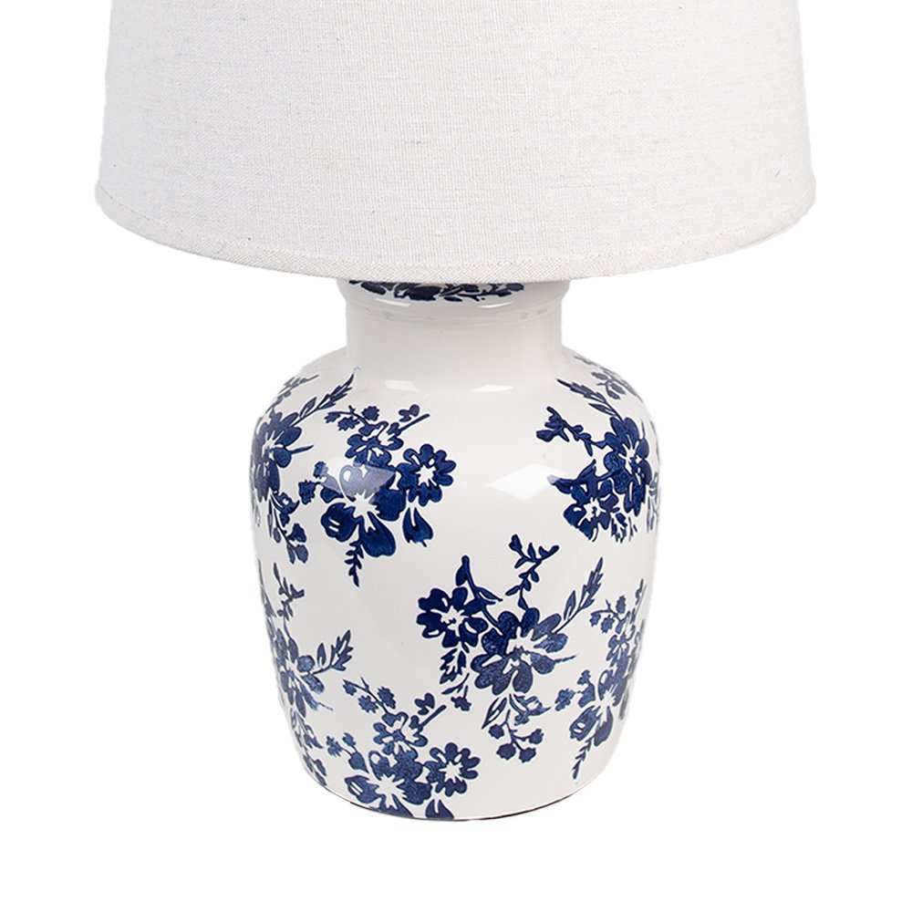 Tafellamp Wit Blauw, Keramiek Ø 28x44 cm E27/max 1x60W