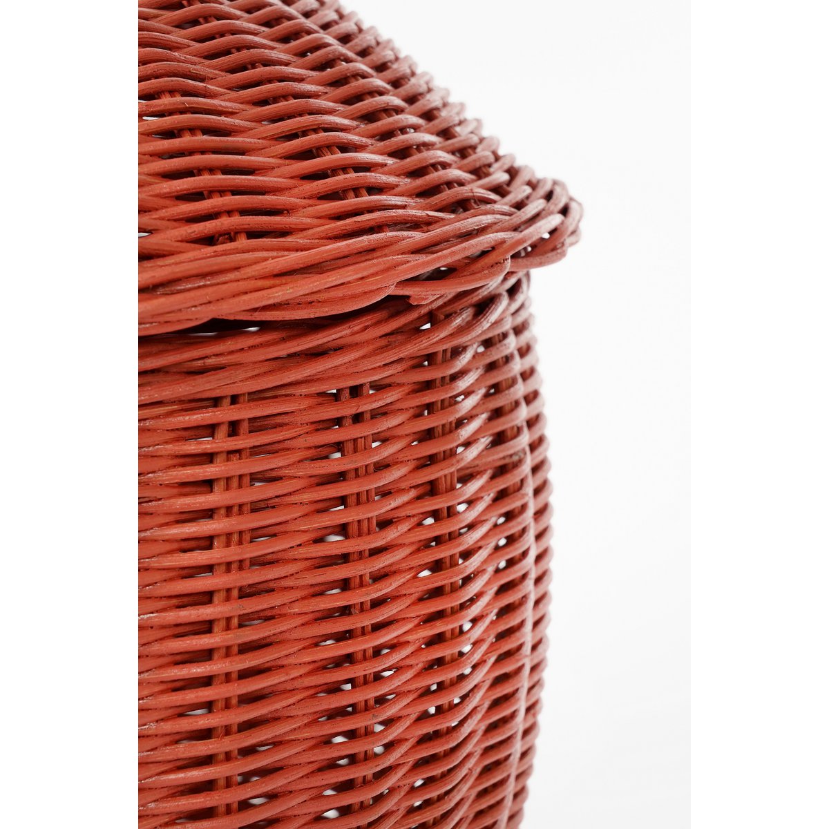 Storage Basket with Lid - Set of 2 - H48 x Ø30 cm - Rattan - Red