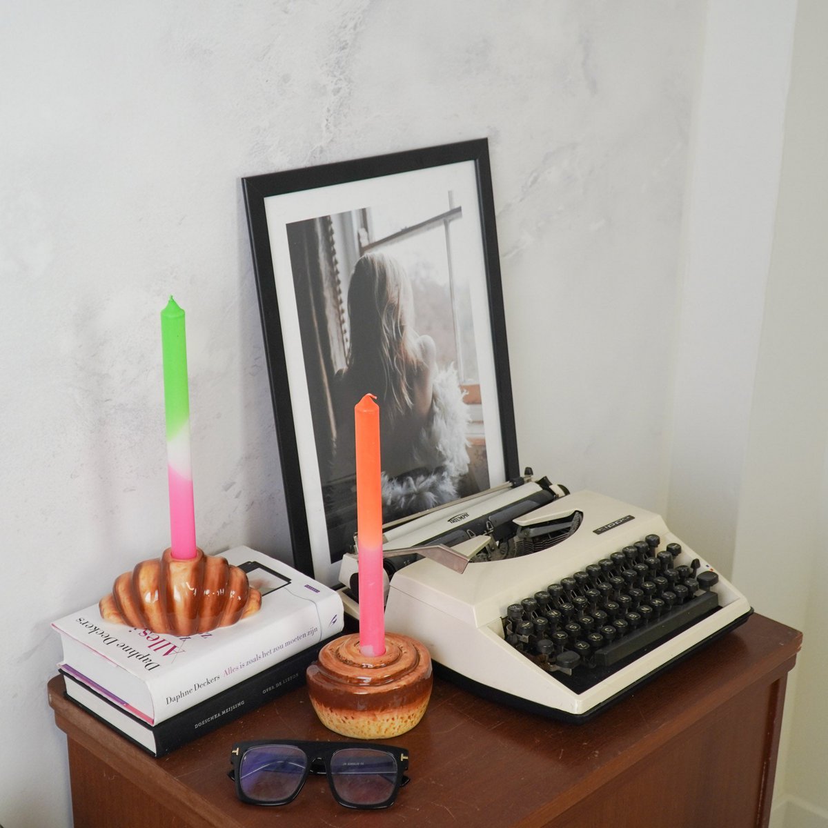 Candle Holder - Croissant - Dolomite - Brown - 14,5x8,5x6,5 cm