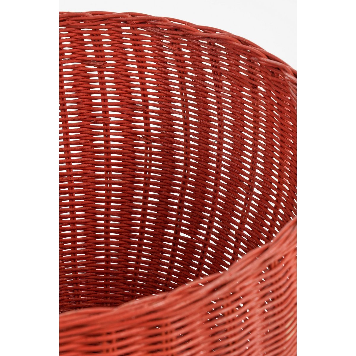 Storage Basket with Lid - Set of 2 - H48 x Ø30 cm - Rattan - Red