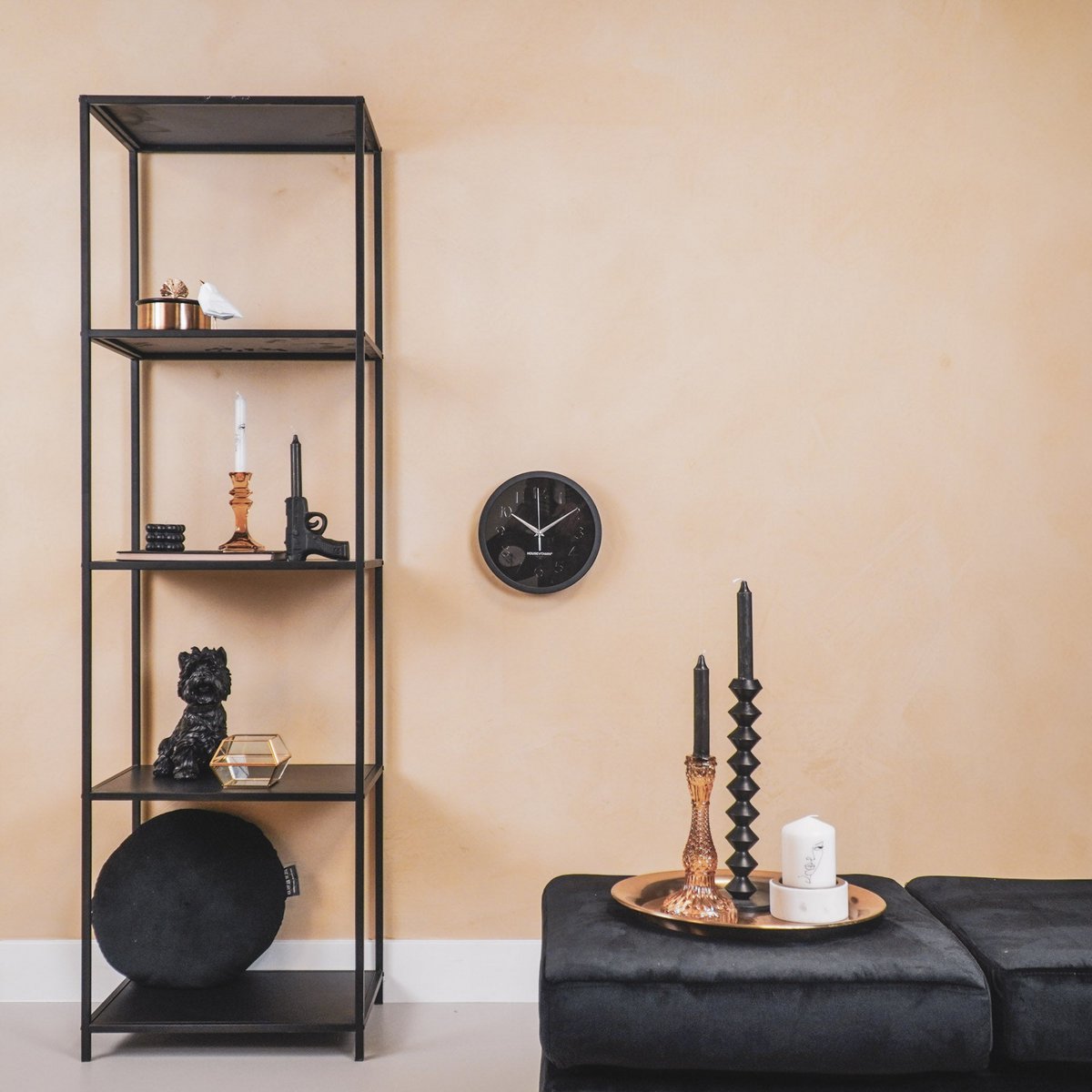 Wall clock - Metal/Glass - Black - 25x4.2x25cm