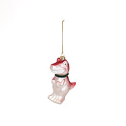 Christmas pendant - Dino - Glass - Pink - 4.5x9.5x12.5cm