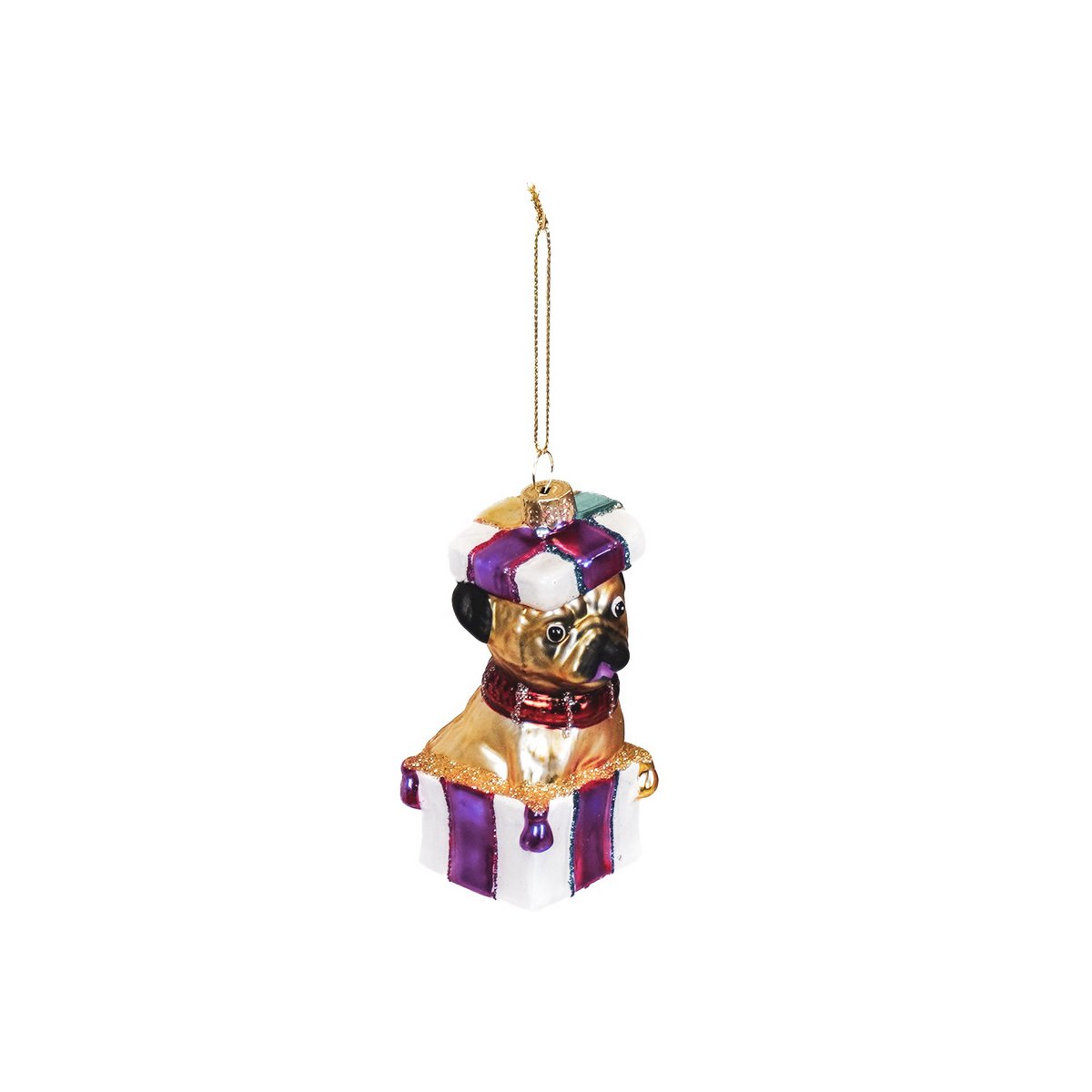 Christmas pendant - Present Dog - Glass - 4.5x4.5x10cm