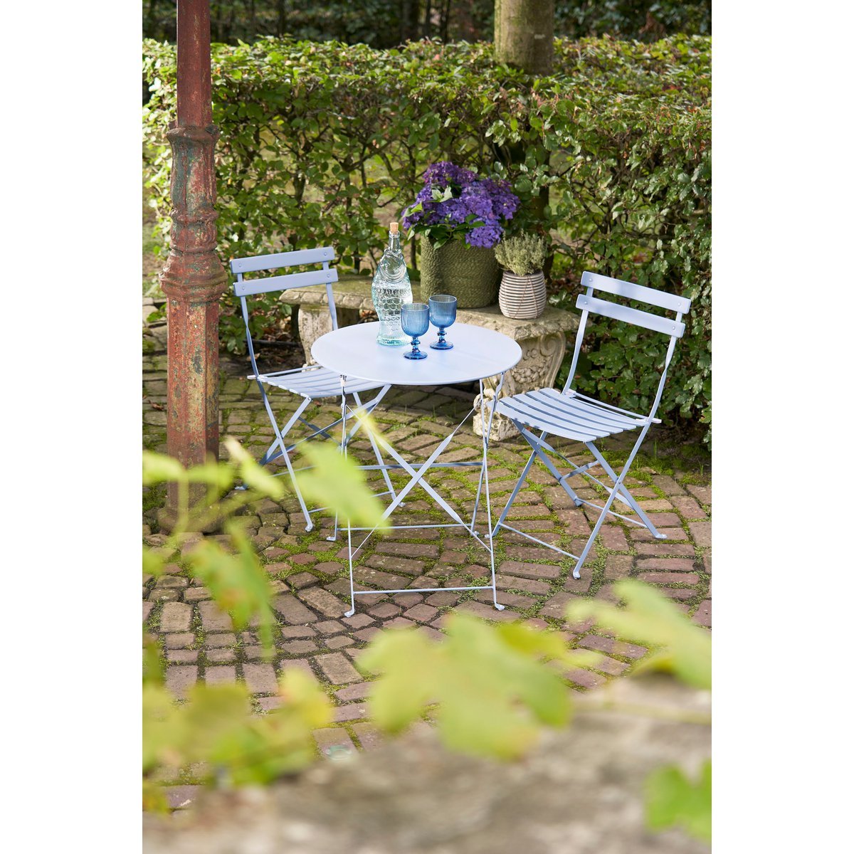 Laurence Bistro Set - Set of 3 - Metal - Light Blue