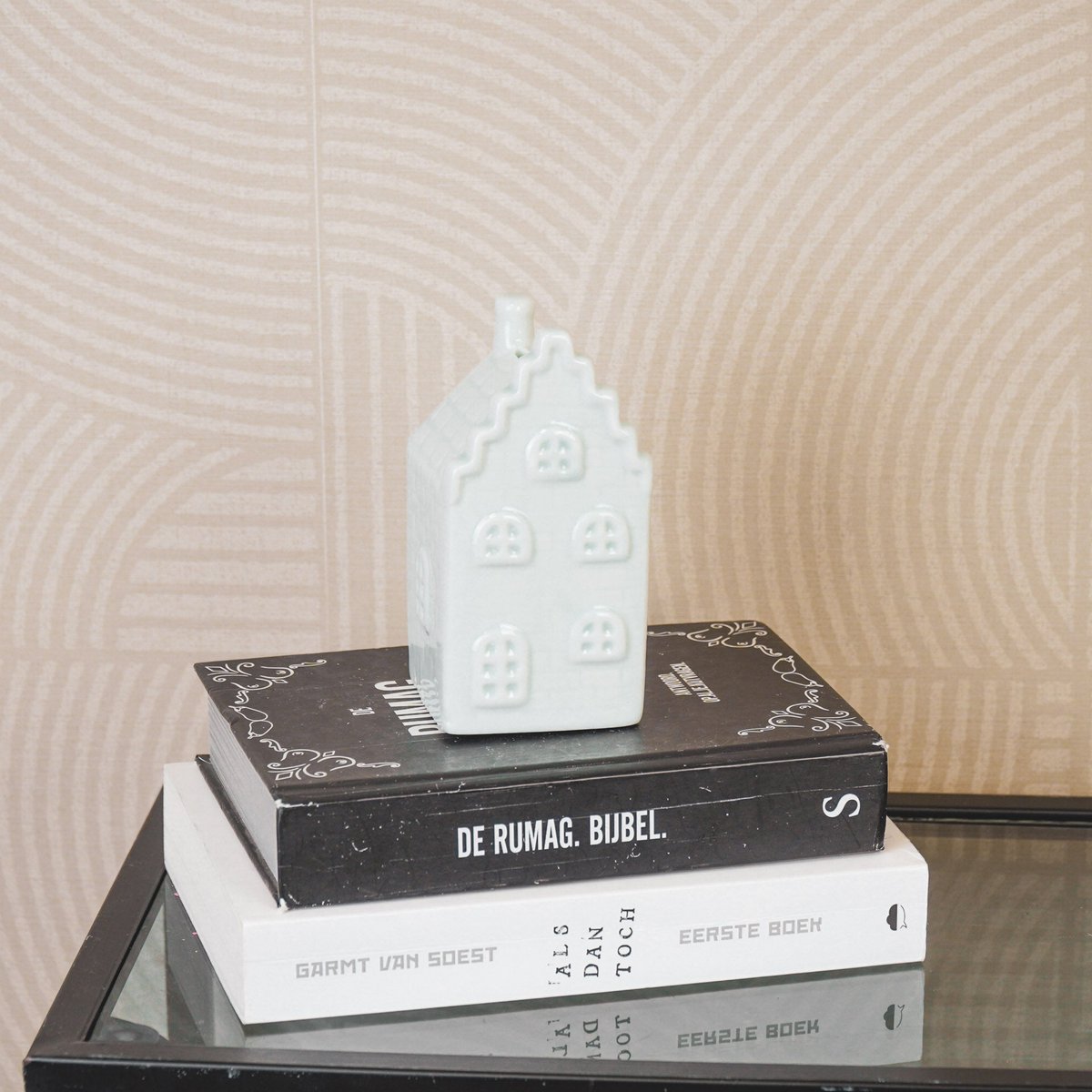 Ornament - Spaarpot - Huis - Keramiek - Mintgroen -7x7x13cm