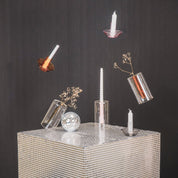 Candle holder - Glass - Gray - 9.5x9.5x7cm