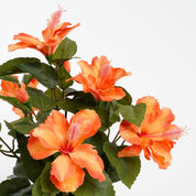 Plante d'hibiscus artificielle en pot Stan - H40 x Ø30 cm - Orange