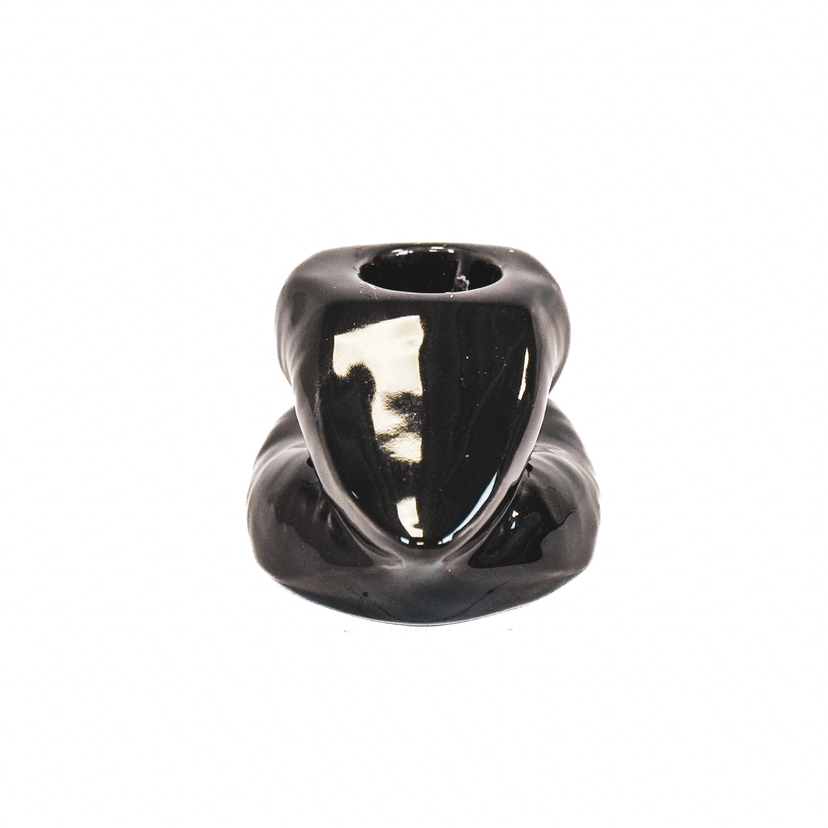 Candle holder - Lip - Ceramic - Black - 10.5x6.5x5.5cm