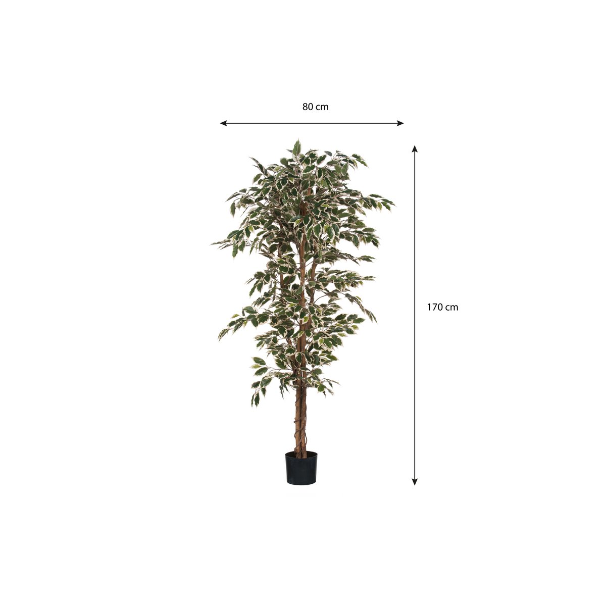 Ficus artificiel - H180 x Ø90 cm - Vert panaché