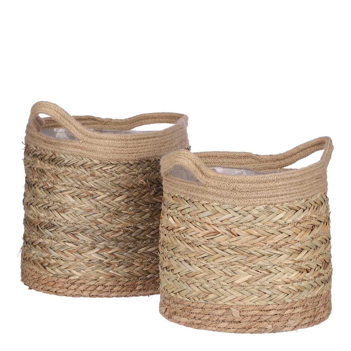 Anne Plant Basket - Set of 2 - H28 x Ø30 cm - Seagrass - Light brown