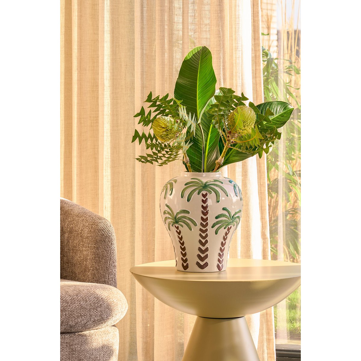 Celise side table - H44 x Ø59 cm - Metal - Beige