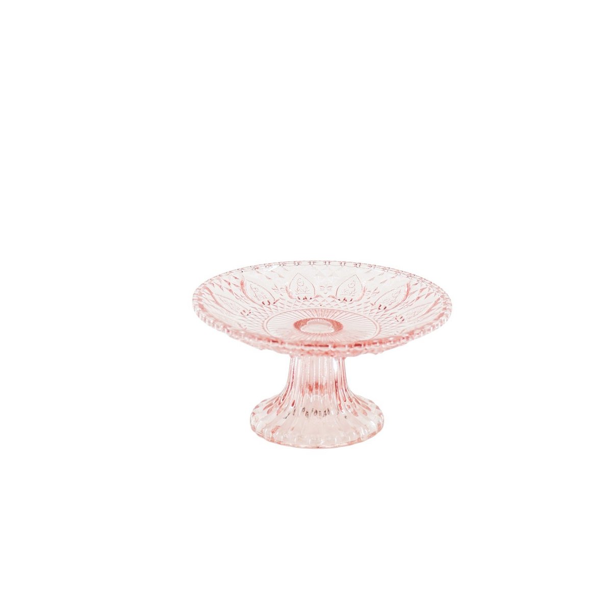 Taartbord - Glas - Roze - 15x8cm