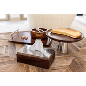 Cake stand - wood on silver metal