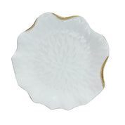 Witte porseleinen dessertplaat met gouden randen