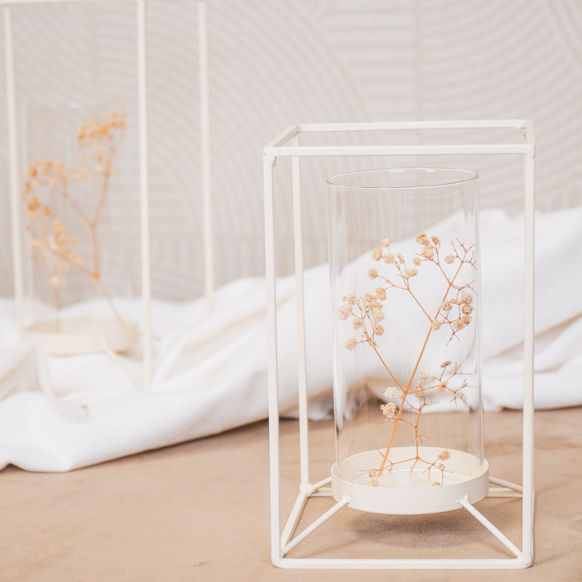 Lantern - Metal/Glass - White - 12.5x12.5x20cm