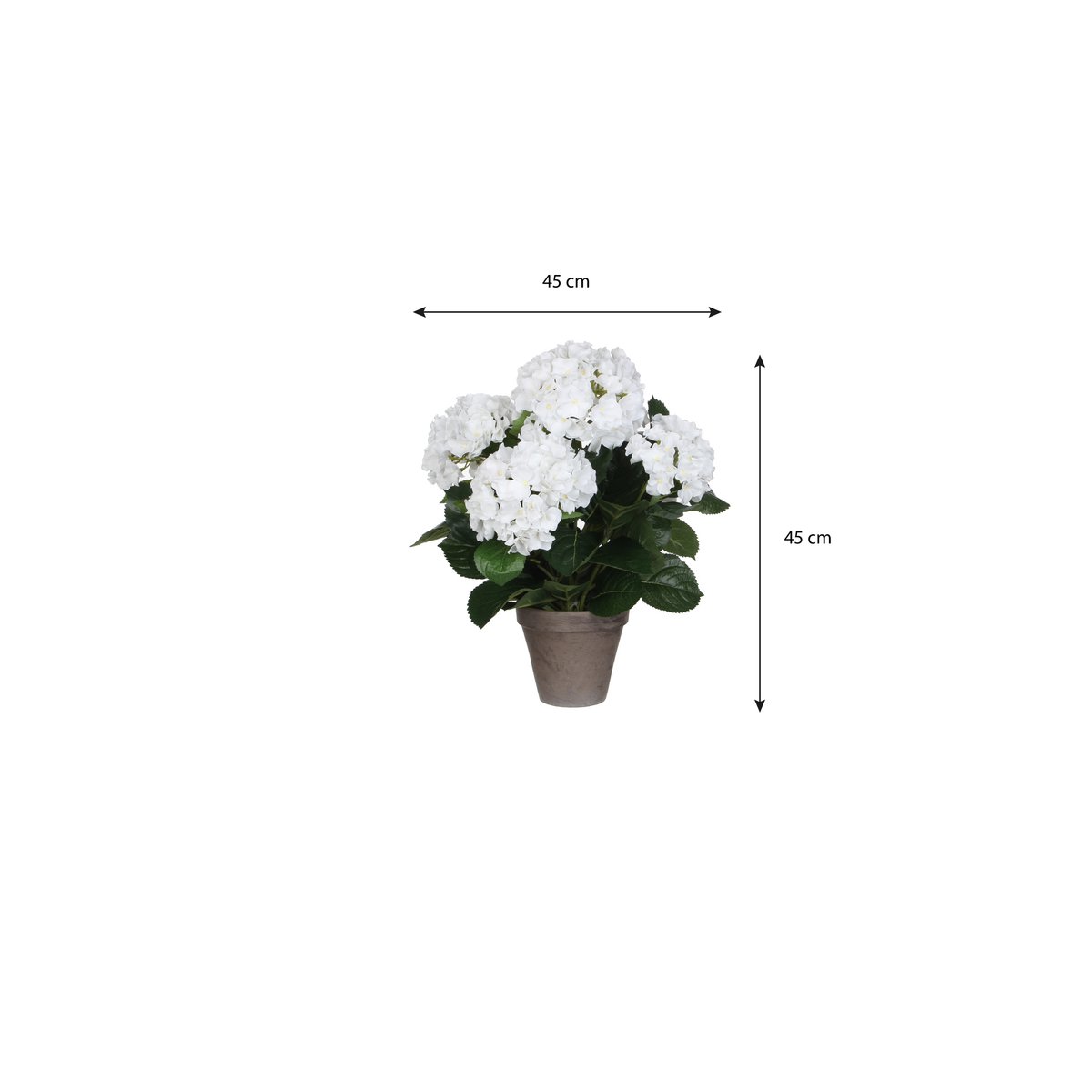 Artificial Hydrangea Plant in Flower Pot Stan - H45 x Ø45 cm - White