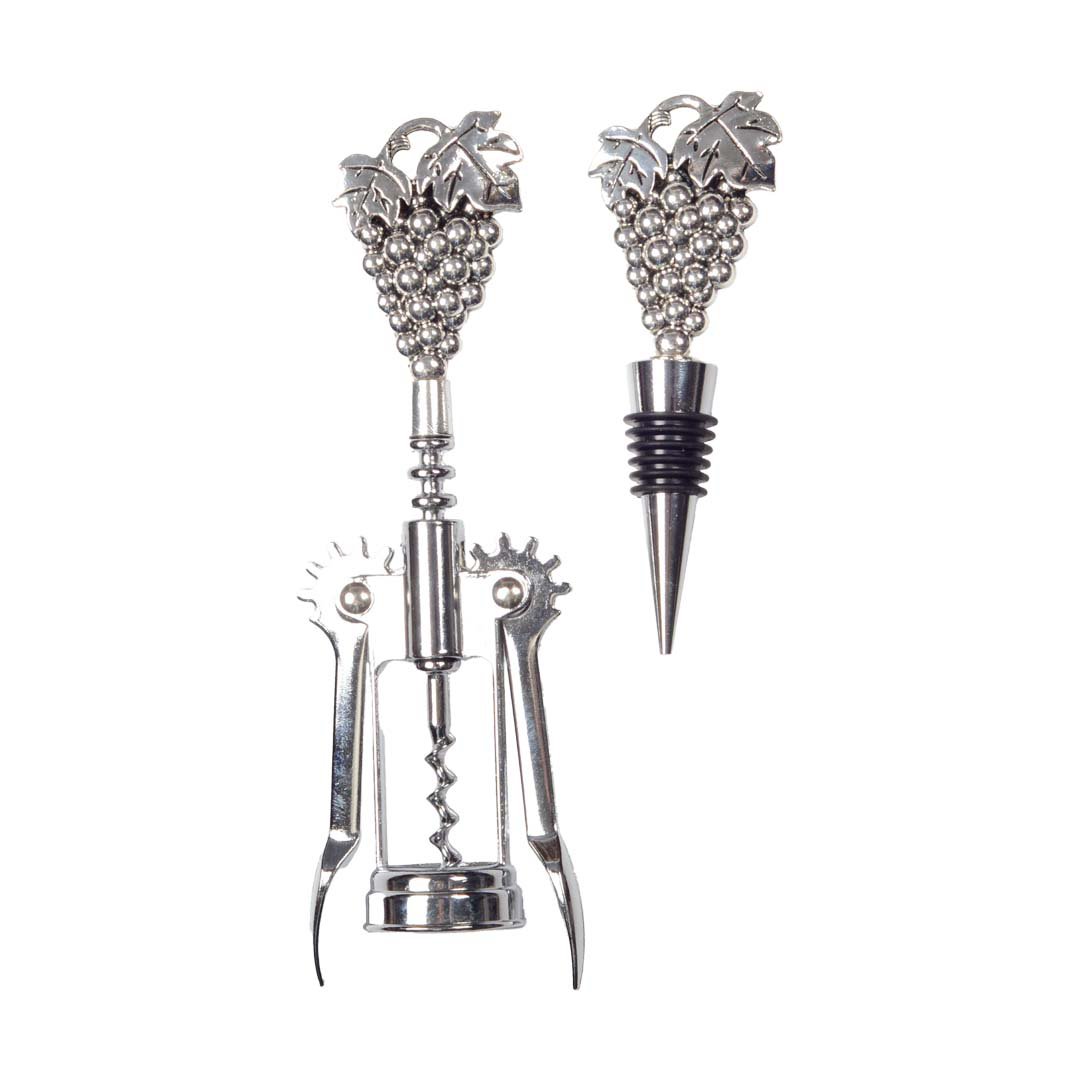 Silver Wine Stopper and Bottle