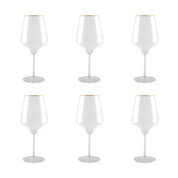 Set of 6 Wine Glasses with Matte Gold Rims