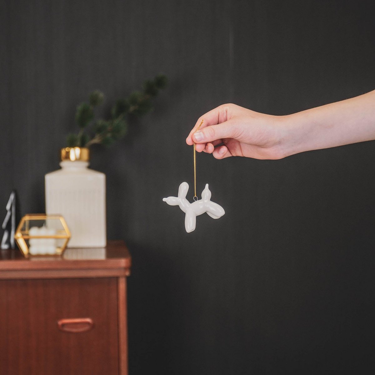 Ornament - Balloon Dog Pendant - Ceramics - White - 6.5x3x6cm