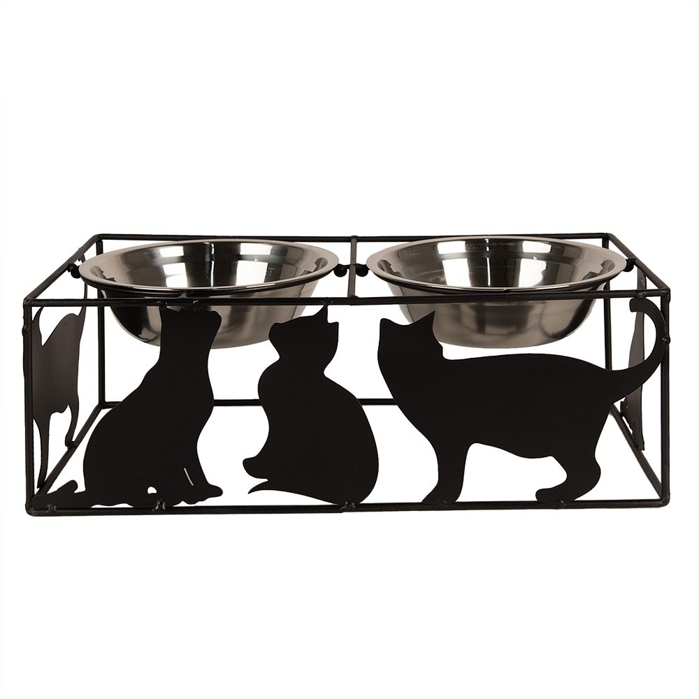 Voerbak Kat Zwart 38x20x14 cm / 2x500 ml