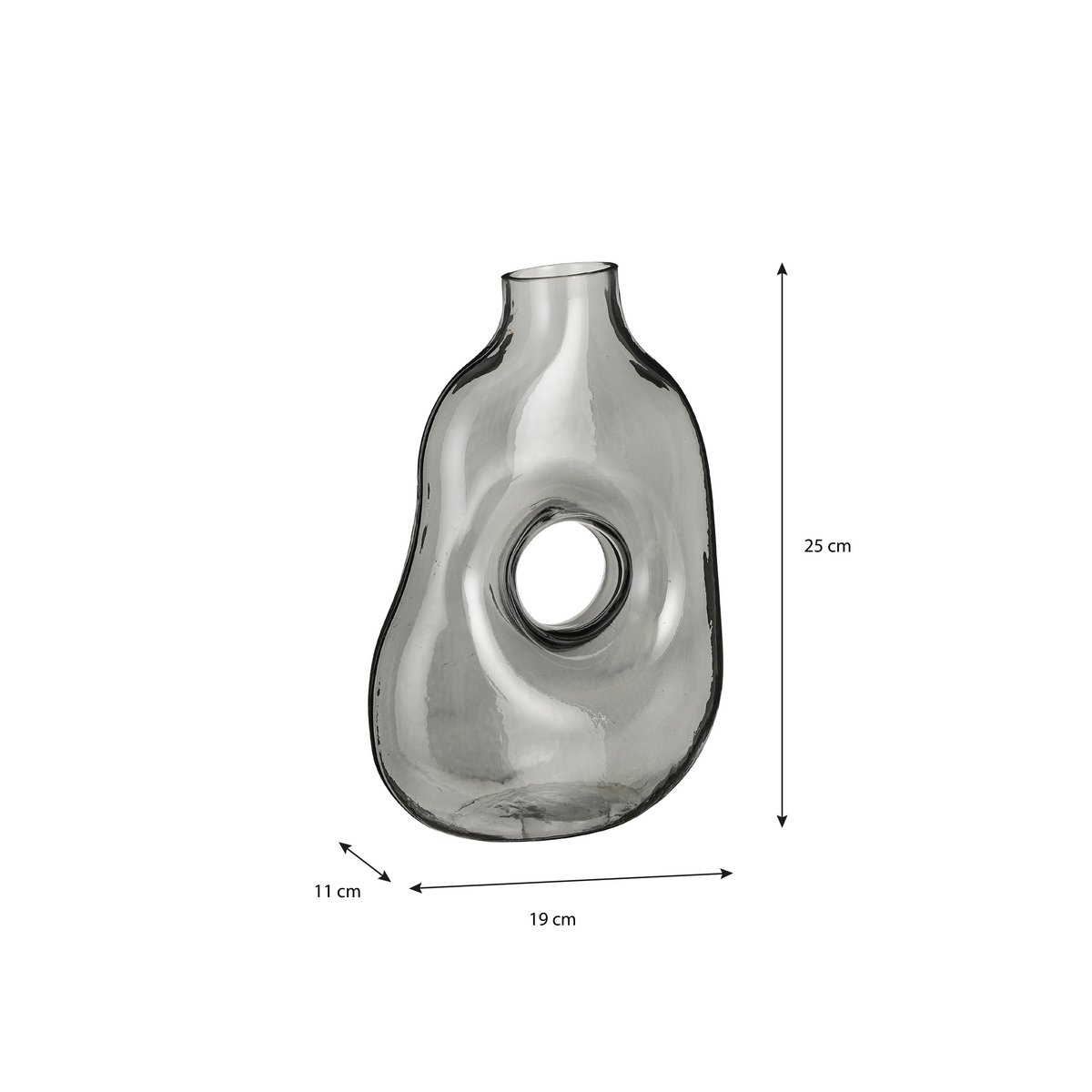 Jay Vase - L19 x W11 x H25 cm - Glass - Light gray