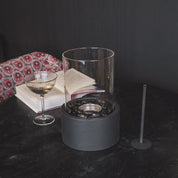 Tafelbrander - Ronde - metaal/glas - zwart - 18x18x26,5 cm