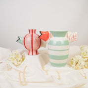 Vase - fish dolomite - mint/white/orange - 23x12.5x21cm