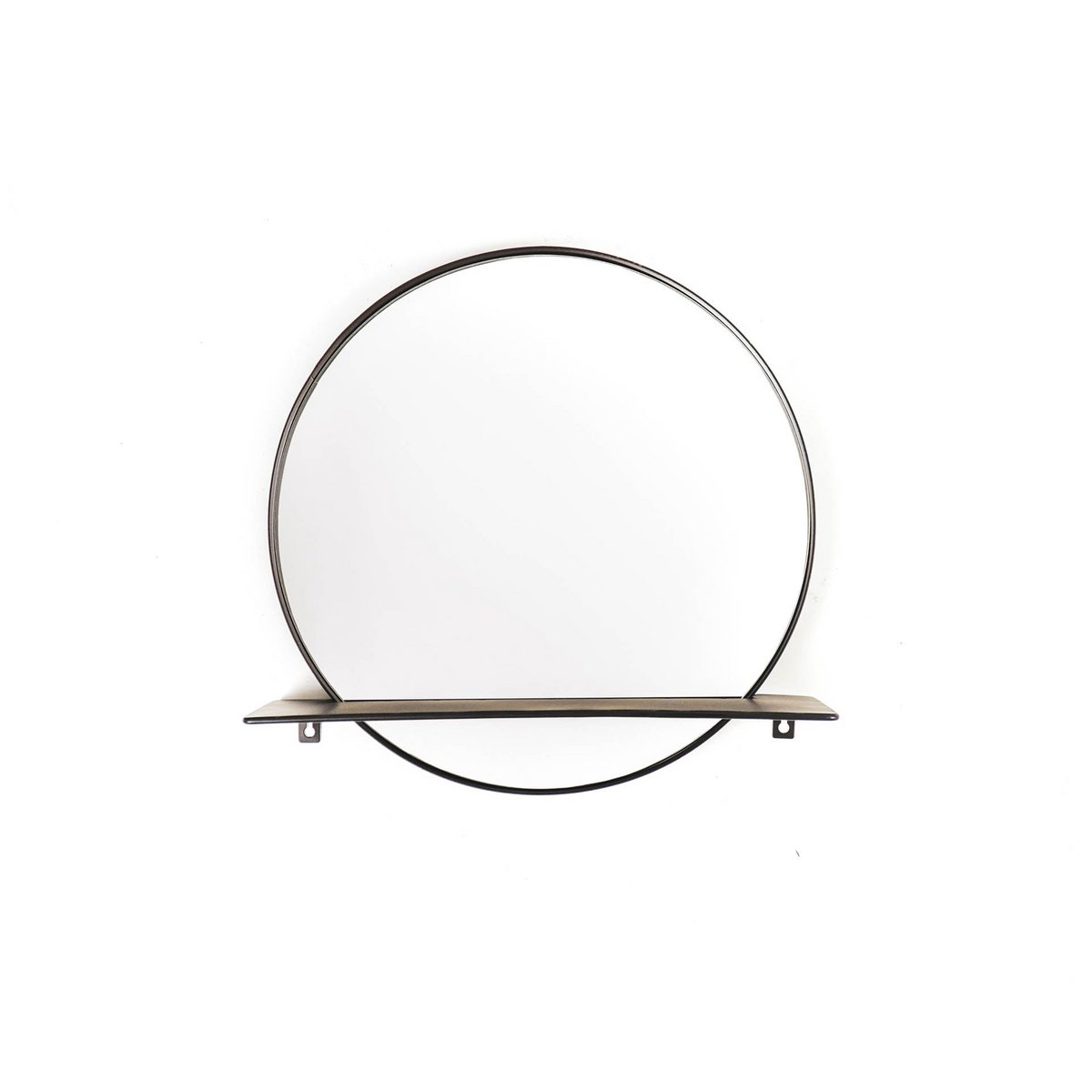 Mirror - Round - Metal - With Shelf - Black - Ø40cm