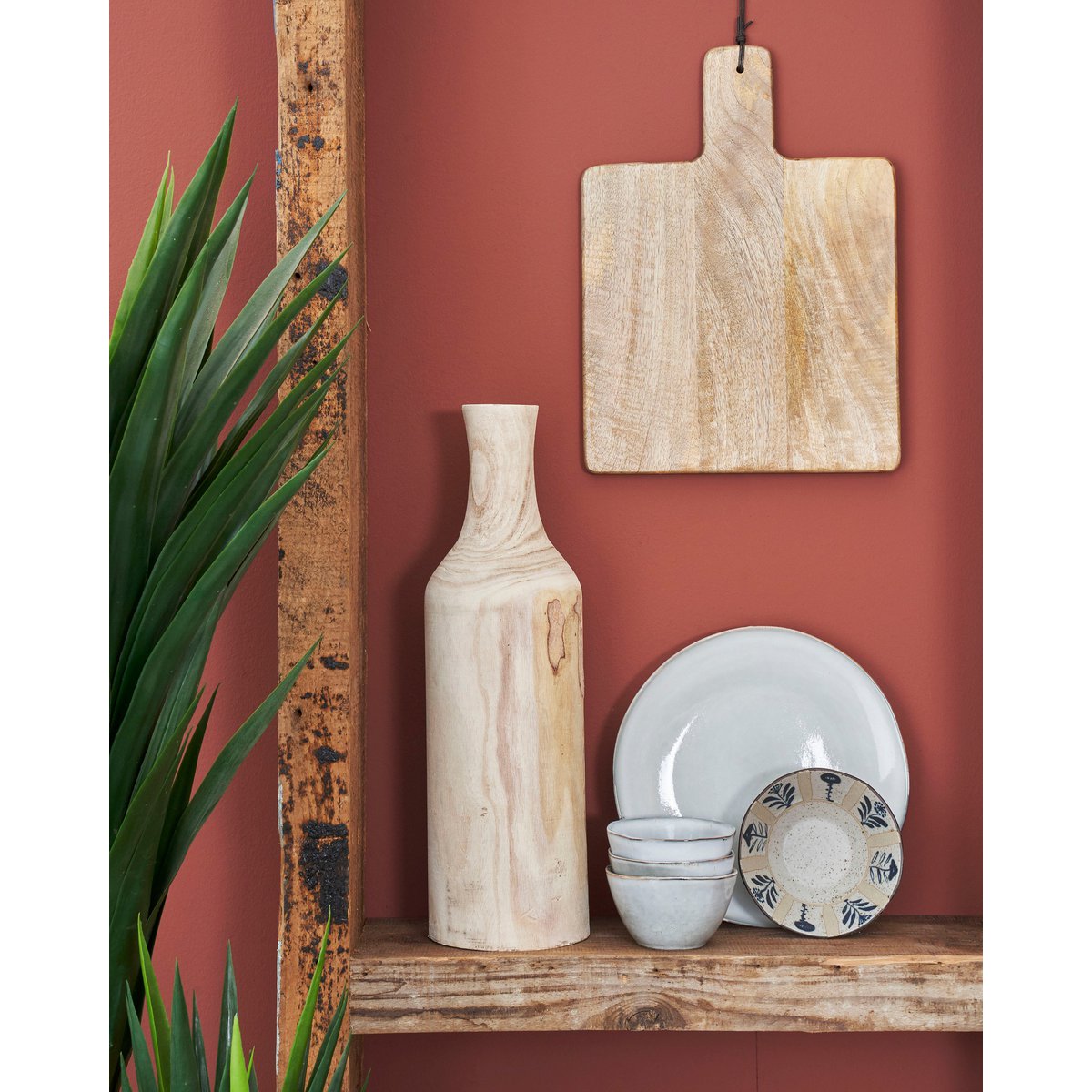 Vase Pia - H47 x Ø13 cm - Bois de paulownia - Marron clair