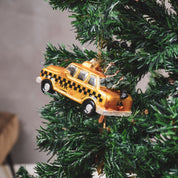 Christmas pendant - Taxi Cab - Glass - Yellow - 12x6.5x7.5cm