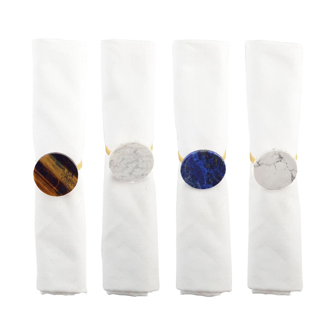 Set of 4 rounds of multicolored napkin rings