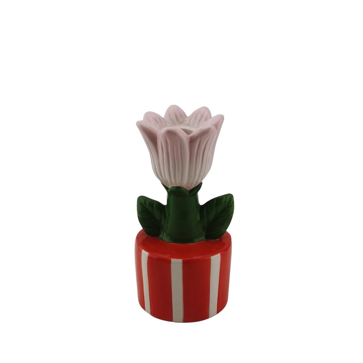 Kandelaar - Tulipe - steengoed - oranje/roze- 9x8,5x17,5 cm