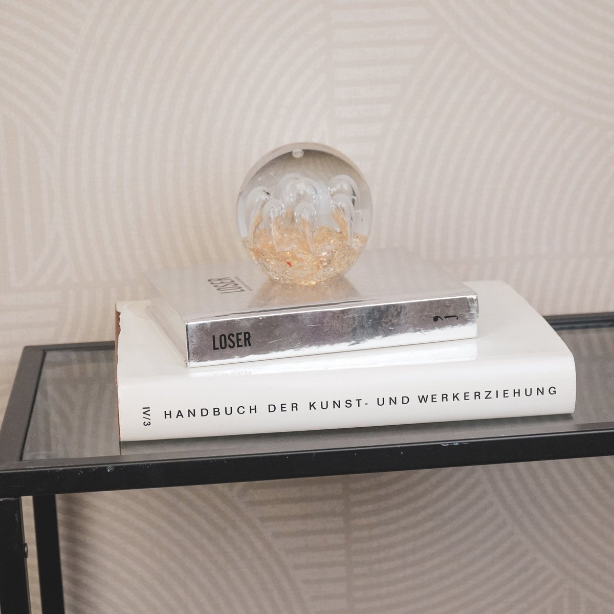 Ornament - Geperste papier - Bubble - Glas - Goud - 8x8cm