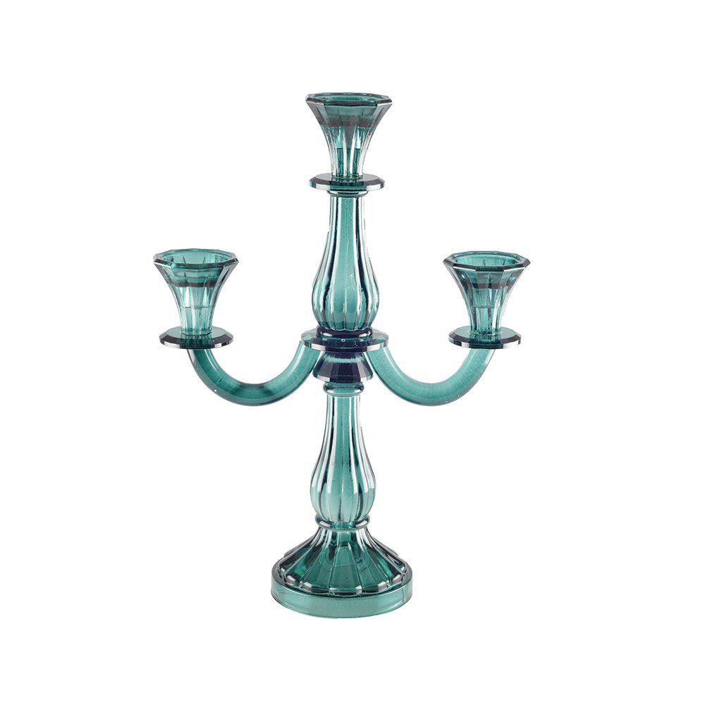 3 turquoise candlesticks, 35cm high