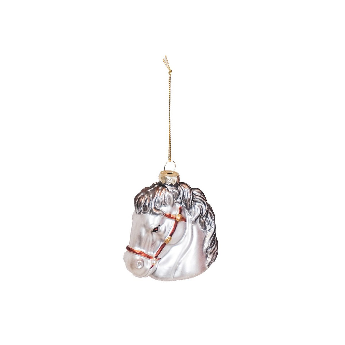 Christmas pendant - Horse - Glass - White - 8.5x8.5x9cm