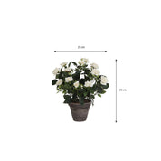 Artificial rose bush plant in flower pot Stan - H33 x Ø25 cm - White