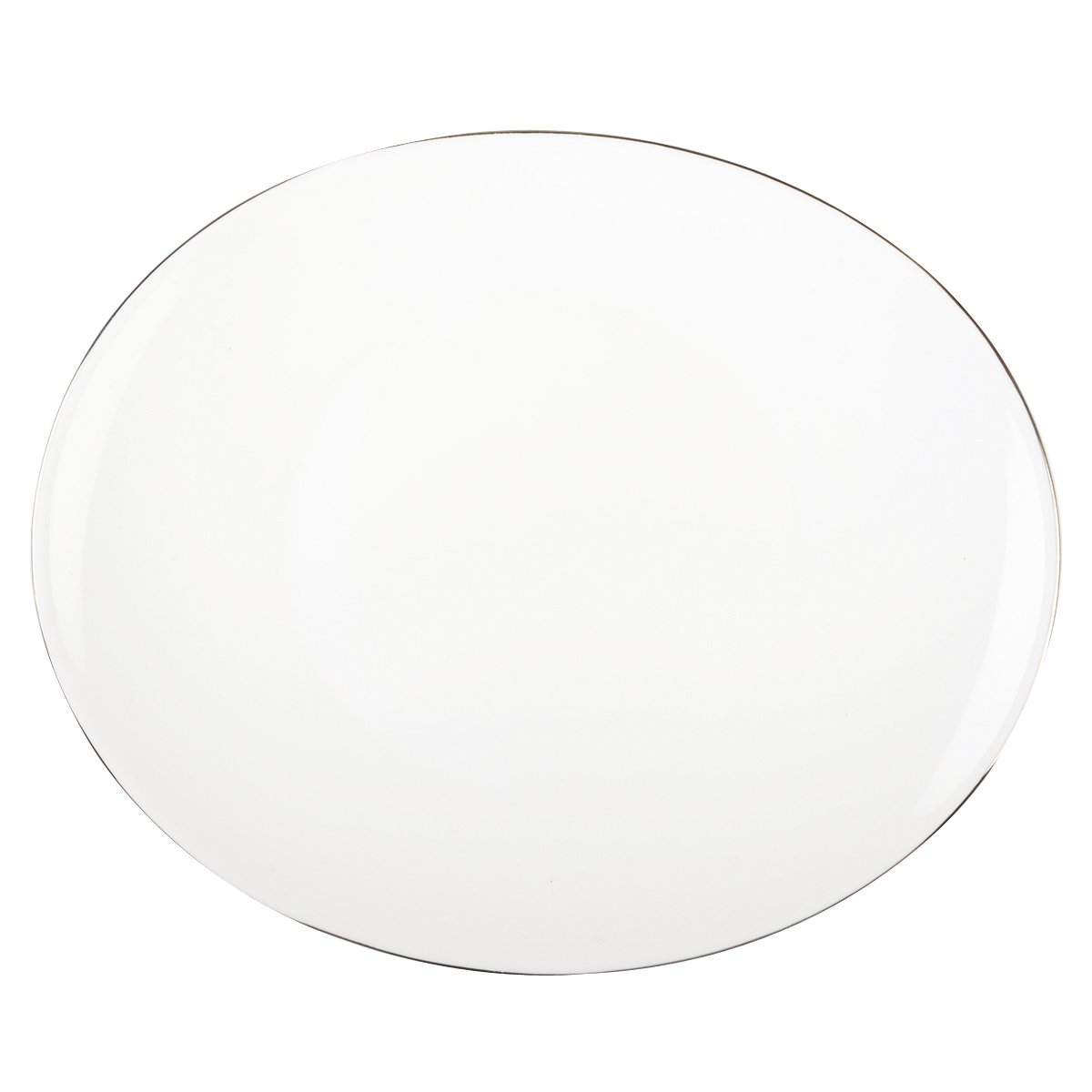 Wit ovalen serveerbord met platinarand
