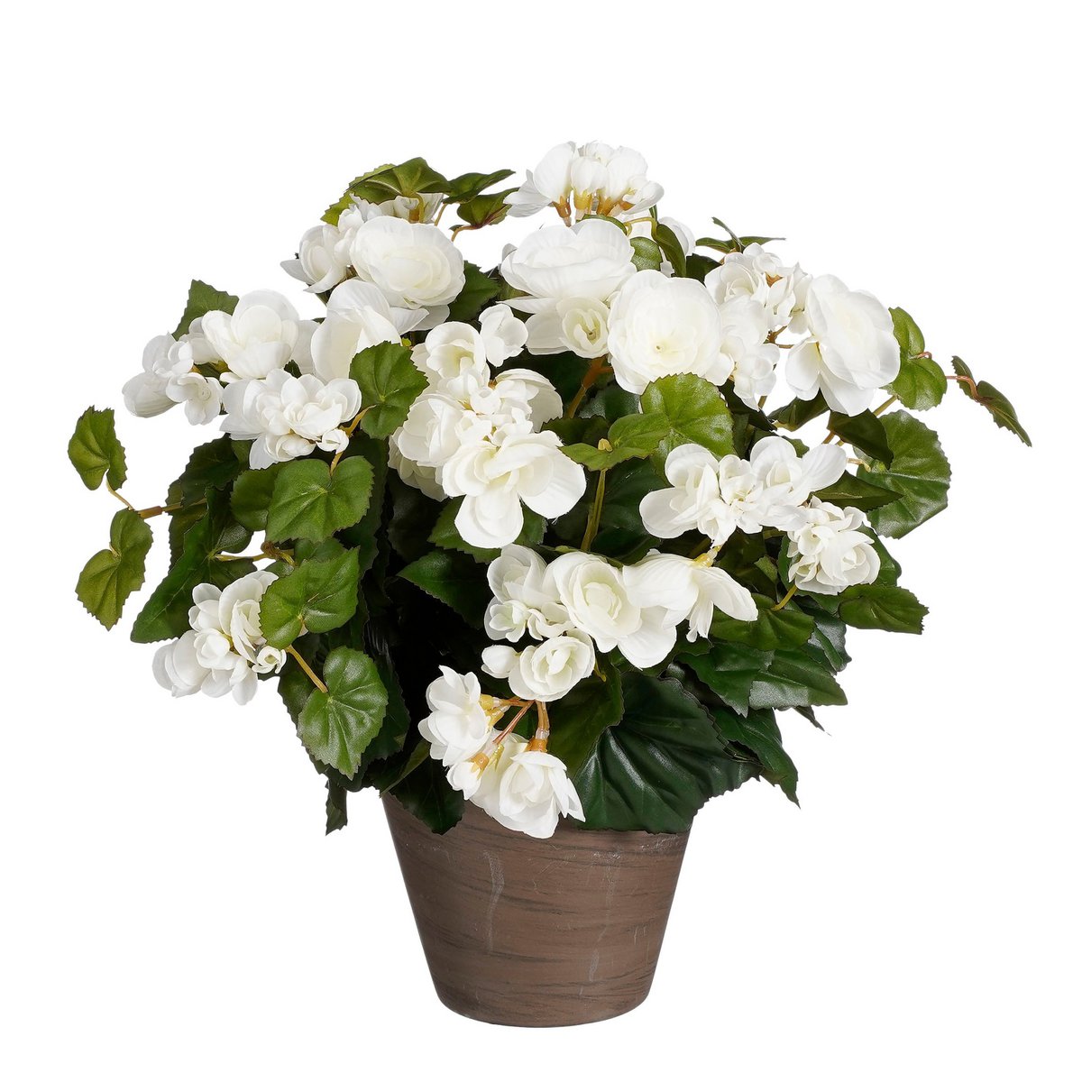 Bégonia artificiel en pot Stan - H 37 x Ø 36 cm - Blanc