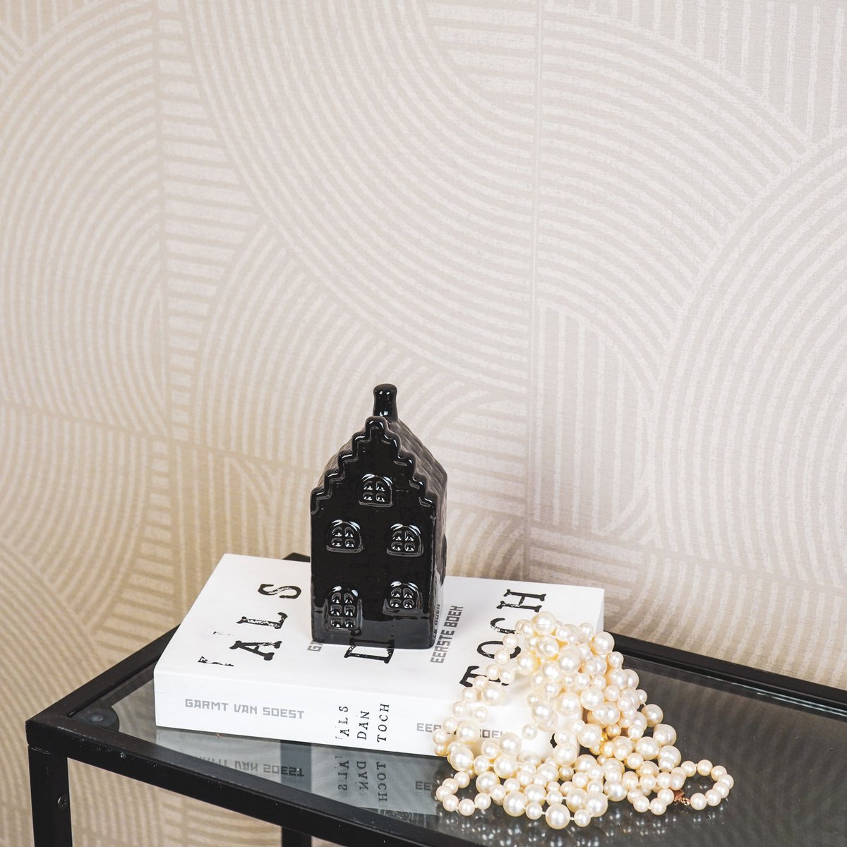 Ornament - Spaarpot - Huis - Keramiek - Zwart -7x7x13cm