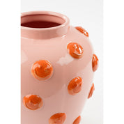 Smiley Vase - H33 x Ø30 cm - Ceramic - Light pink, Orange