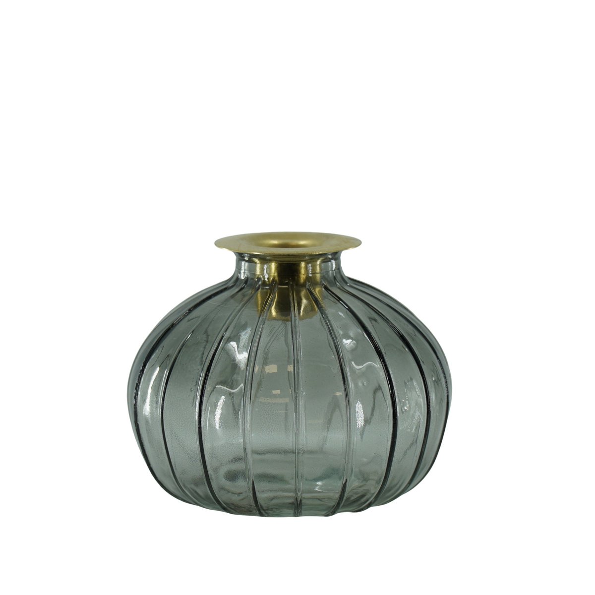 Kandelaar- Fles - Verre/Métal- Gris/Goud- 11x11x8,5cm