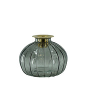 Kandelaar- Fles - Verre/Métal- Gris/Goud- 11x11x8,5cm