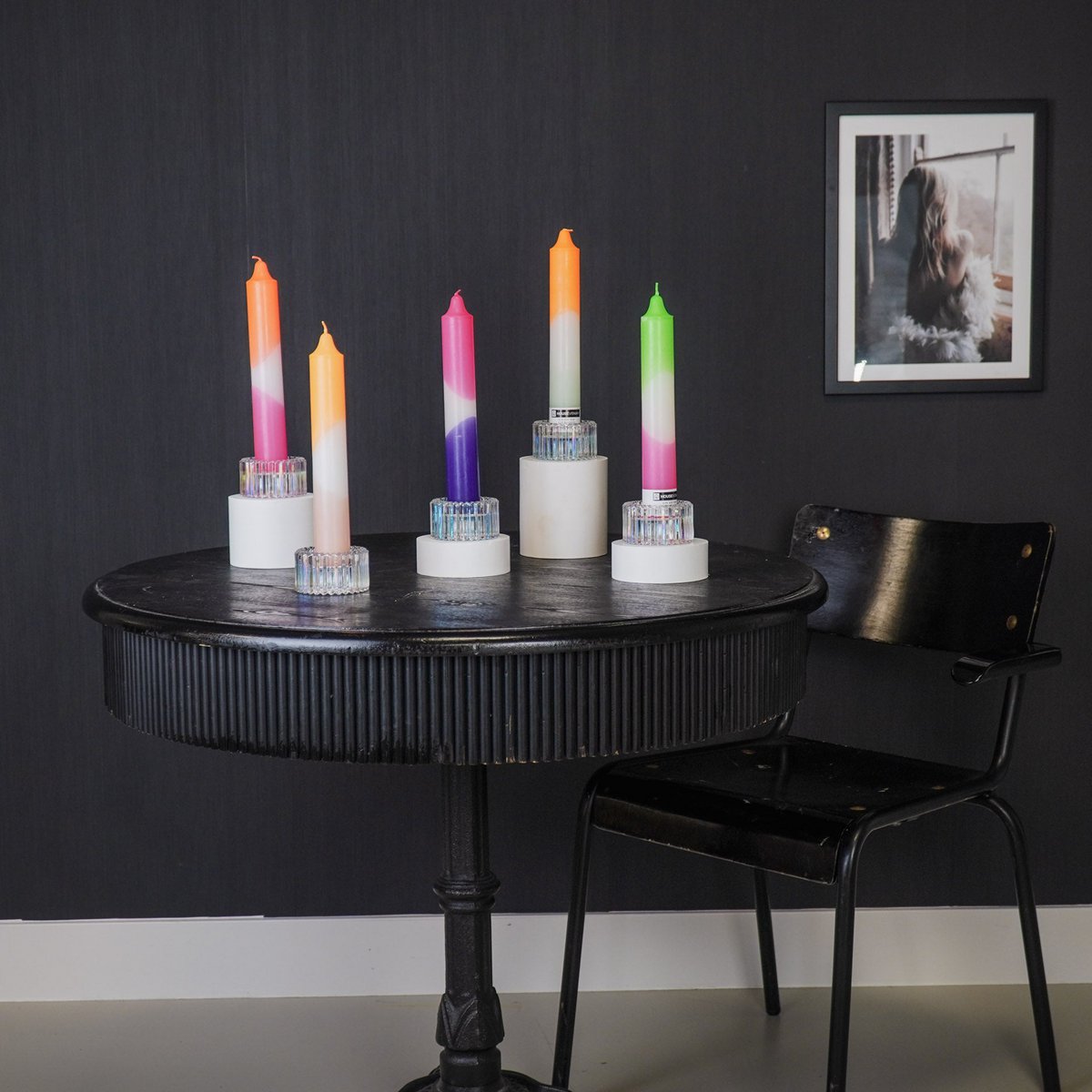Candles - Dipdye - Extra Big - XXL - orange/white/mint green